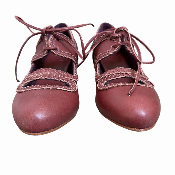 Bali Elf Maroon Leather Mary Jane Oxford Heels Size 8.5 NWOB - Picture 3 of 12